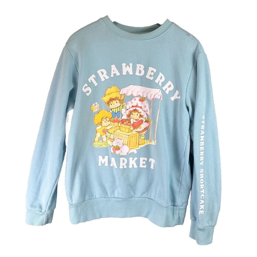 Strawberry Shortcake Sweatshirt Crewneck Pullover Blue Size XS Vintage Y2K STYLE